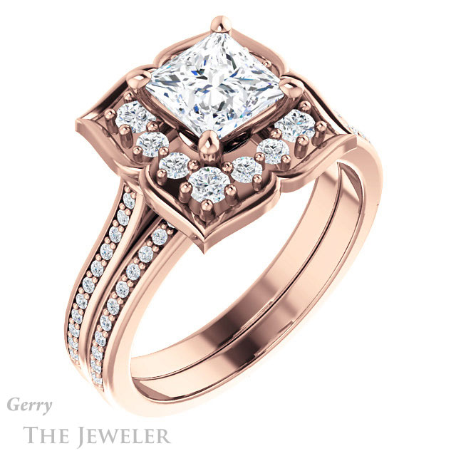 Princess Cut Forever One Moissanite Engagement Ring #GTJ955-square-fo-r | Gerry The Jeweler Princess Cut Forever One Moissanite Engagement Ring #GTJ955-square-fo-r