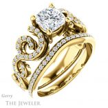 Cushion Cut Forever One Moissanite Engagement Ring #GTJ956-cushion-fo-y 6 Cushion Cut Forever One Moissanite Engagement Ring #GTJ956-cushion-fo-y
