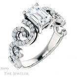 Emerald Cut Forever One Moissanite Engagement Ring #GTJ956-emerald-fb-w 4 Emerald Cut Forever Brilliant Moissanite Engagement Ring #GTJ956-emerald-fb-w