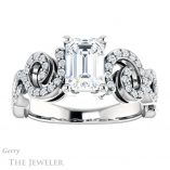 Emerald Cut Forever One Moissanite Engagement Ring #GTJ956-emerald-fb-w 1 Emerald Cut Forever Brilliant Moissanite Engagement Ring #GTJ956-emerald-fb-w