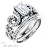 Emerald Cut Forever One Moissanite Engagement Ring #GTJ956-emerald-fb-w 6 Emerald Cut Forever Brilliant Moissanite Engagement Ring #GTJ956-emerald-fb-w