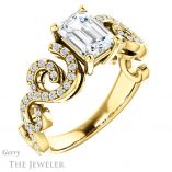 Emerald Cut Forever Brilliant Moissanite Engagement Ring #GTJ956-emerald-fb-y
