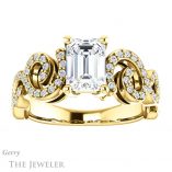 Emerald Cut Forever Brilliant Moissanite Engagement Ring #GTJ956-emerald-fb-y