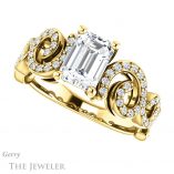 Emerald Cut Forever Brilliant Moissanite Engagement Ring #GTJ956-emerald-fb-y
