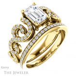Emerald Cut Forever Brilliant Moissanite Engagement Ring #GTJ956-emerald-fb-y