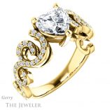 Heart Shaped Forever Brilliant Moissanite Engagement Ring #GTJ956-heart-fb-y