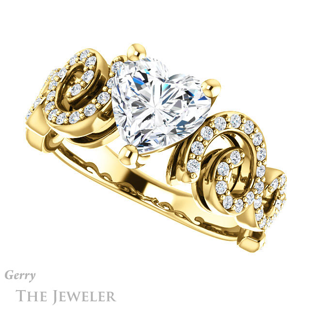 Heart Shaped Forever Brilliant Moissanite Engagement Ring #GTJ956-heart-fb-y