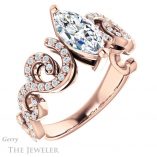 Marquise Cut Forever One Moissanite Engagement Ring #GTJ956-marquise-fb-r 4 Marquise Cut Forever Brilliant Moissanite Engagement Ring #GTJ956-marquise-fb-r
