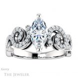 Marquise Cut Forever One Moissanite Engagement Ring #GTJ956-marquise-fb-w 1 Marquise Cut Forever Brilliant Moissanite Engagement Ring #GTJ956-marquise-fb-w