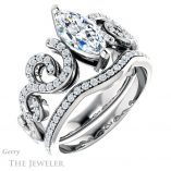 Marquise Cut Forever One Moissanite Engagement Ring #GTJ956-marquise-fb-w 6 Marquise Cut Forever Brilliant Moissanite Engagement Ring #GTJ956-marquise-fb-w