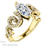 Marquise Cut Forever One Moissanite Engagement Ring #GTJ956-marquise-fb-y 4 Marquise Cut Forever Brilliant Moissanite Engagement Ring #GTJ956-marquise-fb-y