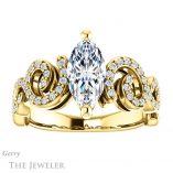 Marquise Cut Forever One Moissanite Engagement Ring #GTJ956-marquise-fb-y 1 Marquise Cut Forever Brilliant Moissanite Engagement Ring #GTJ956-marquise-fb-y