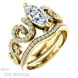 Marquise Cut Forever One Moissanite Engagement Ring #GTJ956-marquise-fb-y 6 Marquise Cut Forever Brilliant Moissanite Engagement Ring #GTJ956-marquise-fb-y