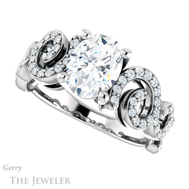 Oval Shaped Forever One Moissanite Engagement Ring #GTJ956-oval-fo-w 5 Oval Shaped Forever One Moissanite Engagement Ring #GTJ956-oval-fo-w