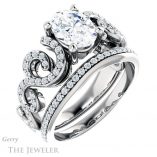 Oval Shaped Forever One Moissanite Engagement Ring #GTJ956-oval-fo-w 6 Oval Shaped Forever One Moissanite Engagement Ring #GTJ956-oval-fo-w