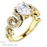 Oval Shaped Forever One Moissanite Engagement Ring #GTJ956-oval-fo-y 4 Oval Shaped Forever One Moissanite Engagement Ring #GTJ956-oval-fo-y