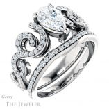 Pear Shaped Forever Brilliant Moissanite Engagement Ring #GTJ956-pear-fb-w