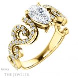 Pear Shaped Forever One Moissanite Engagement Ring #GTJ956-pear-fb-y 4 Pear Shaped Forever Brilliant Moissanite Engagement Ring #GTJ956-pear-fb-y