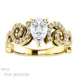 Pear Shaped Forever One Moissanite Engagement Ring #GTJ956-pear-fb-y 1 Pear Shaped Forever Brilliant Moissanite Engagement Ring #GTJ956-pear-fb-y