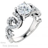 Round Cut Forever One Moissanite Engagement Ring #GTJ956-round-fo-w 4 Round Cut Forever One Moissanite Engagement Ring #GTJ956-round-fo-w