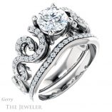 Round Cut Forever One Moissanite Engagement Ring #GTJ956-round-fo-w 6 Round Cut Forever One Moissanite Engagement Ring #GTJ956-round-fo-w