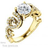 Round Cut Forever One Moissanite Engagement Ring #GTJ956-round-fo-y 4 Round Cut Forever One Moissanite Engagement Ring #GTJ956-round-fo-y
