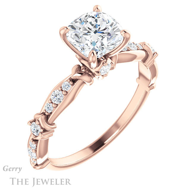 Cushion Cut Forever One Moissanite Engagement Ring #GTJ957-cushion-fo-r