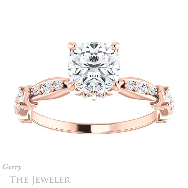 Cushion Cut Forever One Moissanite Engagement Ring #GTJ957-cushion-fo-r