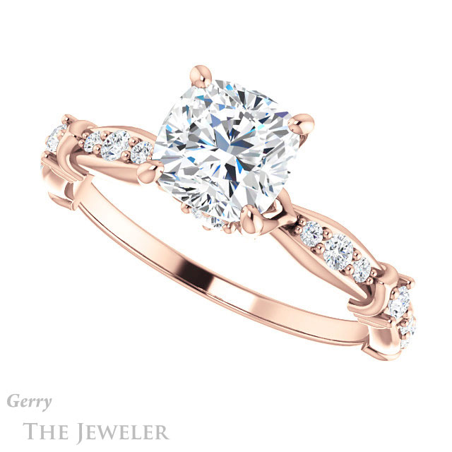 Cushion Cut Forever One Moissanite Engagement Ring #GTJ957-cushion-fo-r