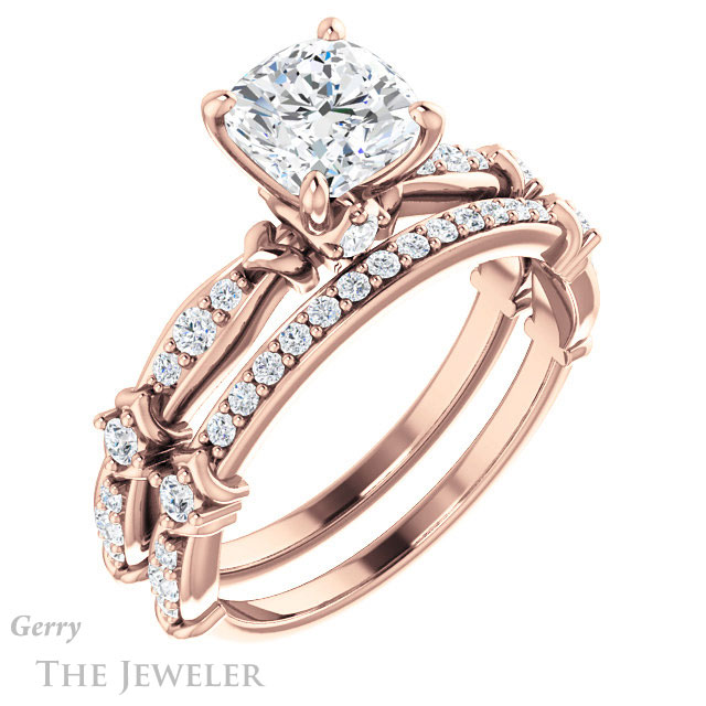 Cushion Cut Forever One Moissanite Engagement Ring #GTJ957-cushion-fo-r
