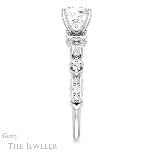 Cushion Cut Forever One Moissanite Engagement Ring #GTJ957-cushion-fo-w