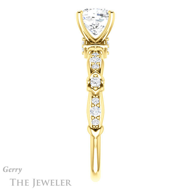 Cushion Cut Forever One Moissanite Engagement Ring #GTJ957-cushion-fo-y 3 Cushion Cut Forever One Moissanite Engagement Ring #GTJ957-cushion-fo-y