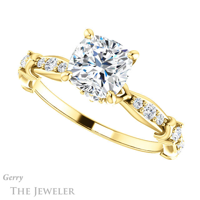 Cushion Cut Forever One Moissanite Engagement Ring #GTJ957-cushion-fo-y 5 Cushion Cut Forever One Moissanite Engagement Ring #GTJ957-cushion-fo-y