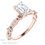 Emerald Cut Forever One Moissanite Engagement Ring #GTJ957-emerald-fb-r 4 Emerald Cut Forever Brilliant Moissanite Engagement Ring #GTJ957-emerald-fb-r