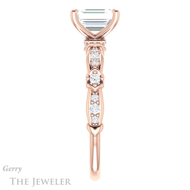 Emerald Cut Forever One Moissanite Engagement Ring #GTJ957-emerald-fb-r 3 Emerald Cut Forever Brilliant Moissanite Engagement Ring #GTJ957-emerald-fb-r