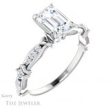 Emerald Cut Forever One Moissanite Engagement Ring #GTJ957-emerald-fb-w 4 Emerald Cut Forever Brilliant Moissanite Engagement Ring #GTJ957-emerald-fb-w