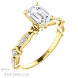 Emerald Cut Forever Brilliant Moissanite Engagement Ring #GTJ957-emerald-fb-y