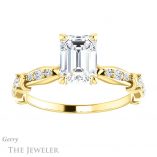 Emerald Cut Forever Brilliant Moissanite Engagement Ring #GTJ957-emerald-fb-y