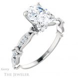 Oval Shaped Forever One Moissanite Engagement Ring #GTJ957-oval-fo-w 4 Oval Shaped Forever One Moissanite Engagement Ring #GTJ957-oval-fo-w