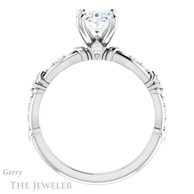 Oval Shaped Forever One Moissanite Engagement Ring #GTJ957-oval-fo-w 2 Oval Shaped Forever One Moissanite Engagement Ring #GTJ957-oval-fo-w