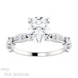 Oval Shaped Forever One Moissanite Engagement Ring #GTJ957-oval-fo-w 1 Oval Shaped Forever One Moissanite Engagement Ring #GTJ957-oval-fo-w
