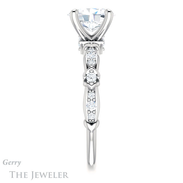 Oval Shaped Forever One Moissanite Engagement Ring #GTJ957-oval-fo-w 3 Oval Shaped Forever One Moissanite Engagement Ring #GTJ957-oval-fo-w