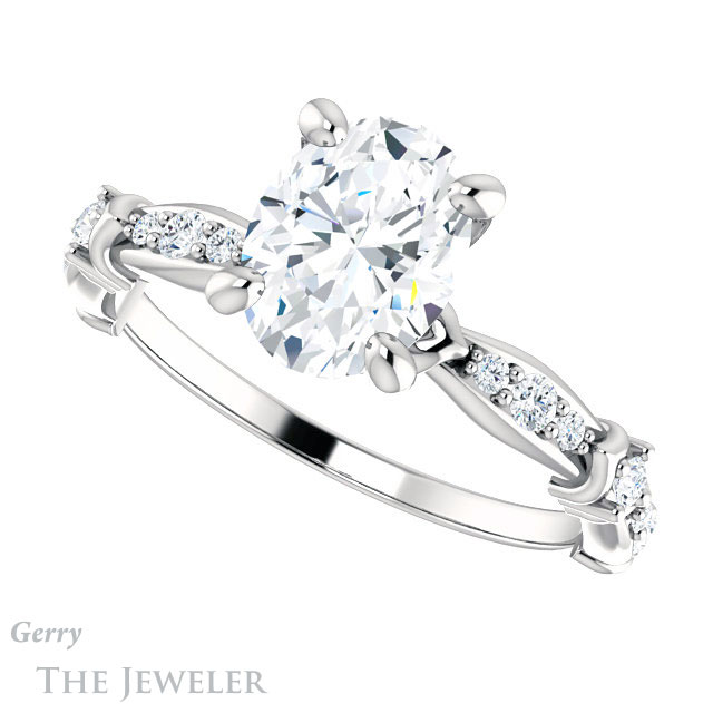 Oval Shaped Forever One Moissanite Engagement Ring #GTJ957-oval-fo-w 5 Oval Shaped Forever One Moissanite Engagement Ring #GTJ957-oval-fo-w