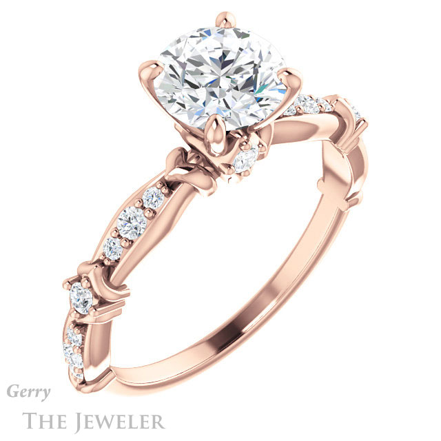 Round Cut Forever One Moissanite Engagement Ring #GTJ957-round-fo-r