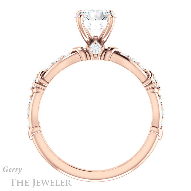 Round Cut Forever One Moissanite Engagement Ring #GTJ957-round-fo-r