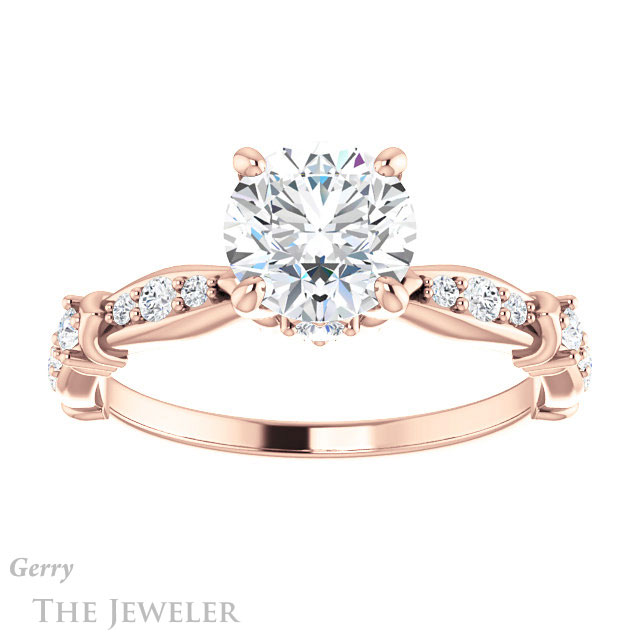 Round Cut Forever One Moissanite Engagement Ring #GTJ957-round-fo-r
