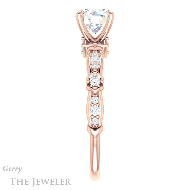 Round Cut Forever One Moissanite Engagement Ring #GTJ957-round-fo-r