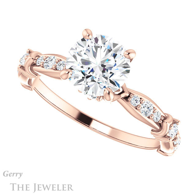 Round Cut Forever One Moissanite Engagement Ring #GTJ957-round-fo-r
