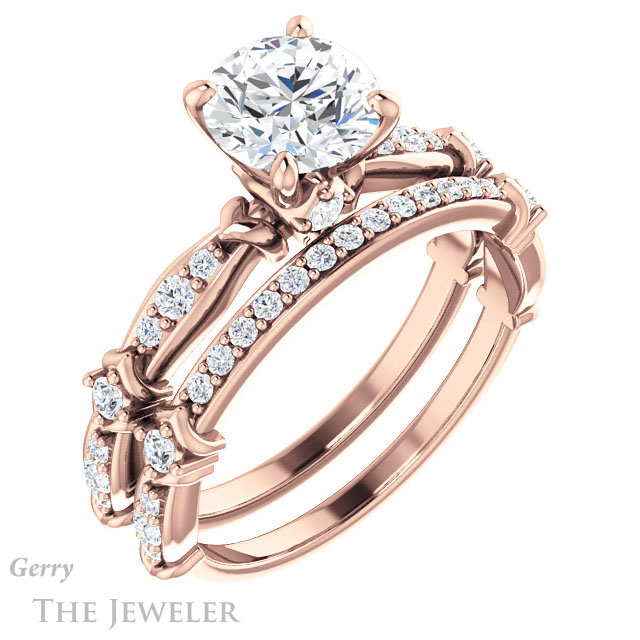Round Cut Forever One Moissanite Engagement Ring #GTJ957-round-fo-r