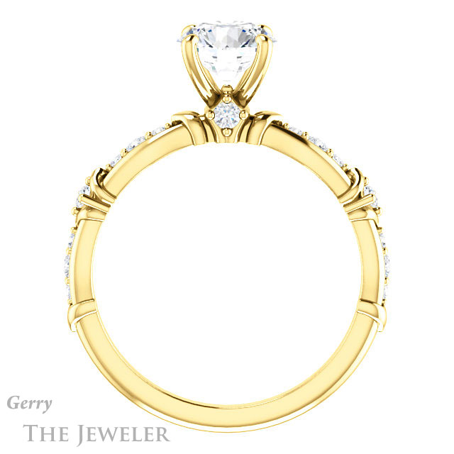 Round Cut Forever One Moissanite Engagement Ring #GTJ957-round-fo-y